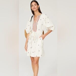 Marine Layer Archive Peyton Mini Dress White Embroidered Size Small